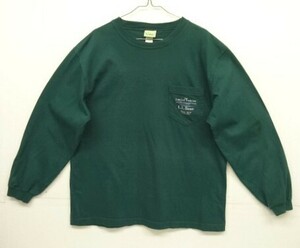90s ヴィンテージ USA製 L.L. Bean エルエルビーン ポケット付き 長袖 Tシャツ ダークグリーン VINTAGE 90年代 アメリカ製