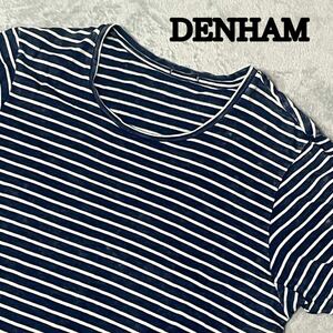 DENHAM デンハム ボーダー柄 マリン 半袖Tシャツ ブルー カットソー Mサイズ