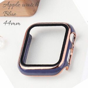 AppleWatch 44㎜　カバー　ブルー　ゴールドフレーム　新品　アップルウォッチ　ネイビー　シンプル　おしゃれ　韓国