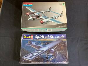 131 1/48 Monogram P-38J ライトニング P38 / 　Revell 1/48 spirit of st. louis　未組み立て　現状品　2箱セット　