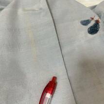 ●きもの翠● 夏用 単衣 本場結城紬 茄子 なすび かわいい 小紋 和装 和服 着物 正絹 身丈160.5cm #X400_画像10