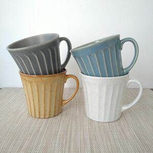 【4個】新品 日本製 美濃焼 しのぎ マグカップ コーヒーカップ シンプル