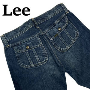 Lee Lee 82411 размер M ( примерно 76cm W30 соответствует ) женский большой размер ботинки cut заслонка карман кромка кнопка Denim брюки джинсы 