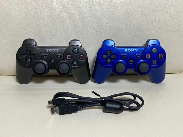 ワイヤレスコントローラー DUALSHOCK3 デュアルショック3 2個セット USBケーブル SONY純正品 PS3 プレステ3