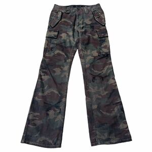 00s Japanese label roar design camo cargo flare pants roen ifsixwasnine kmrii lgb 14th addiction TORNADO MART goa share spirit