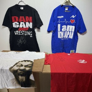 　ファン必見　プロレスTシャツ　4枚セット　　新日　　サイン入り　L　XLサイズ　まとめセット　大量　大きいサイズ　当時物　　K2933　D