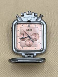 #1038　ZIPPO/ジッポー　懐中時計　クロノグラフ　文字盤ピンク
