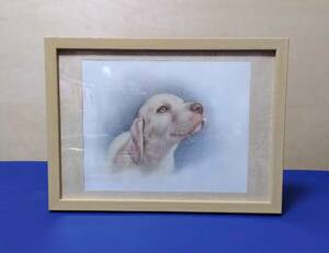 絵画・デッサン水彩画・動物画 犬の絵 真作「ラブラドールレトリバー E.La-2008」Atelier809 作 額縁A4サイズ ※額縁付き。