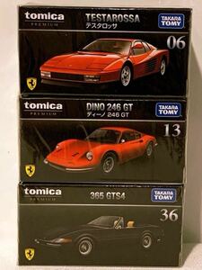 新品未開封【M186】トミカプレミアム フェラーリ 3台06テスタロッサ 13 ディーノ 246 GT 36 365 GTS4 TOMICA タカラトミー 