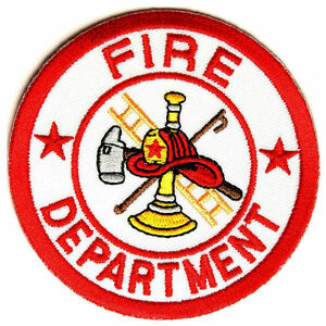 ワッペン FIRE DEPT レッド ホワイト 丸型 熱圧着式 消防署 | ミリタリーミリタリーパッチ アップリケ 記章 徽章