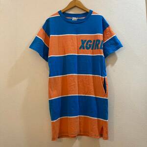 X-girl/ エックスガール 半袖Tシャツ ブルー オレンジ メンズ 1