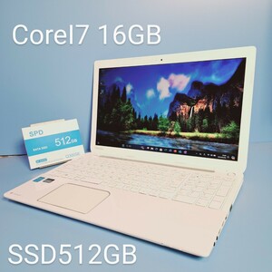 ★最強Corei7★/メモリ16GB/新品SSD512GB/Windows11/T553/67JW/Office2019H&B/ブルーレイ/カメラ/東芝/dynabook/TOSHIBA/Bluetooth