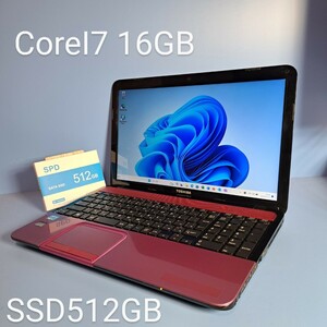 * strongest Corei7*/ memory 16GB/ new goods SSD512GB/Windows11HOME/T552/58HR/Office2019H&B/ Blue-ray /Web camera / Toshiba /dynabook/TOSHIBA/ ruby rose 