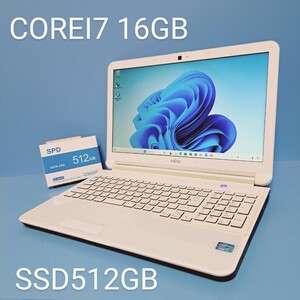 * сильнейший Corei7* память 16GB/ новый товар SSD512GB/LIFEBOOK/AH53/K/Windows11/Web камера /Office2019H&B/ Fujitsu /FUJITSU/Bluetooth/ urban белый 
