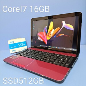* strongest Corei7*/ memory 16GB/ new goods SSD512GB/Windows11Pro/T552/58FRD/Office2019H&B/ Blue-ray /Web camera / Toshiba /dynabook/TOSHIBA/ ruby rose 
