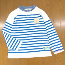 快晴堂 Kaiseido UNIFORM カイセイドウ コットン100% ボーダー カットソー M ホワイト×ブルー 日本製 ロンT Tシャツ レディース_画像1