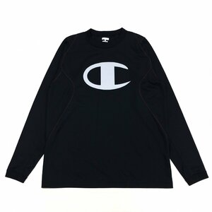 Champion チャンピオン ロゴプリント 吸水速乾 ドライ シャツ L 黒 ブラック 長袖 Tシャツ ロンT 国内正規品 メンズ 紳士