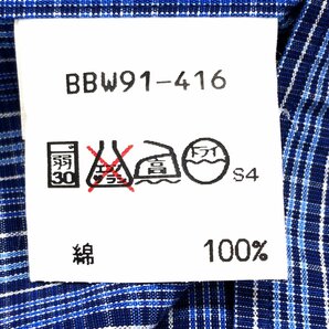 美品 90's BURBERRYS' バーバリーズ ホース刺繍 チェック シャツ LY(L相当) 紺系 ネイビー系 長袖 古着 ヴィンテージ 90年代 日本製 紳士の画像7