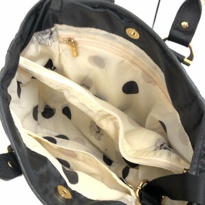 ●LeSportsac レスポートサック 2Way ゴールド金具 トートバッグ 黒 ブラック ショルダーバッグ ハンドバッグ 手提げ チャーム付き 女性用の画像6