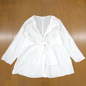 B&Y UNITED ARROWS ユナイテッドアローズ オープンネック フロントリボン シャツ F 白 ホワイト 日本製 ブラウス 長袖 国内正規品 女性用