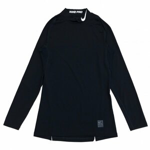 NIKE PRO ナイキ ロゴプリント 吸水速乾 ドライ ストレッチ コンプレッション シャツ M 黒 ブラック Tシャツ 長袖 ロンT インナーウェア