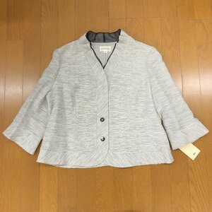 ●新品 RIFANNE 東京ソワール フリルカラー サマージャケット 19(4XL) グレー系 羽織り 春夏 5L ゆったり 大きい フォーマル 女性用 未使用