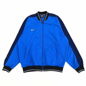 *NIKE Nike Logo embroidery no color jersey jacket M blue blue blouson jersey made in Japan old clothes domestic regular goods men's gentleman 