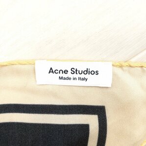 新品 伊製 Acne Studios アクネストゥディオズ シルク100% プリントスカーフ 黒系 ブラック系 イタリア製 ネックチーフ ストール 未使用の画像2