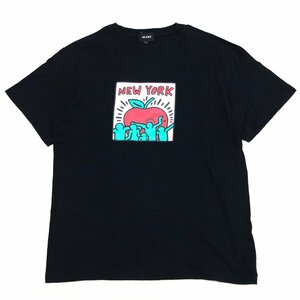 BEAMS×Keith Haring ビームス キースヘリング ロゴプリント コラボ Tシャツ L 黒 ブラック 半袖 国内正規品 メンズ 紳士