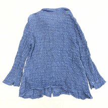 美品 noa-ge ノアジェ ワッシャー加工 ワイヤーカラー チェック シャツ M ブルー系 ブラウス 国内正規品 レディース シワ加工 一宮繊維_画像2