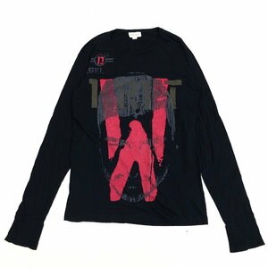 DIESEL ディーゼル ロゴプリント パッチワーク Tシャツ XL 黒 ブラック 長袖 ロンT 2L LL 特大 大きいサイズ メンズ 紳士