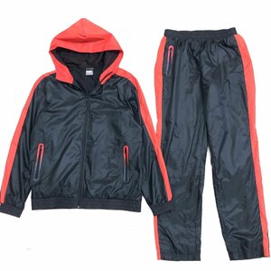 ●PUMA プーマ 総定価16,280円 ウィンドシェル ウィンドブレーカー ジャージ 上下セットアップ O(XL) 黒×赤 ウーブン 特大 大きい 2L LL