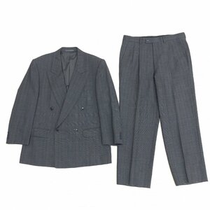 ◆LANVIN CLASSIQUE ランバン 御幸毛織 グレンチェック ダブルスーツ 上下セットアップ 48(L) ダークグレー ジャケット パンツ 創作屋 紳士