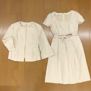 *ANAYI Anayi flax linen. One-piece ensemble ceremony suit 38(M) ivory jacket made in Japan domestic regular goods lady's woman 