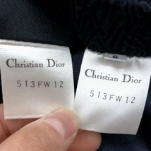 ●美品 Christian Dior クリスチャンディオール プリーツ加工 シルク スカートスーツ 上下セットアップ 9(M) 濃紺 ノーカラージャケット_画像9