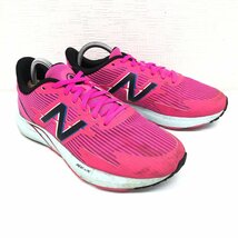 ●New Balance ニューバランス HANZO メッシュ ランニングシューズ 24.5cm ビビットピンク スニーカー ジョギング トレーニング レディース_画像3