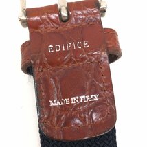 ●伊製 EDIFICE エディフィス クロコ型押し 部分本革 レザー メッシュベルト 30 ～ｗ90 紺 ネイビー 真鍮 ブラスバックル イタリア製 紳士_画像3