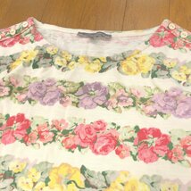 LAURA ASHLEY ローラアシュレイ コットン100% 花柄 オープンネック カットソー M 総柄 ロンT Tシャツ 長袖 国内正規品 レディース 女性用_画像4