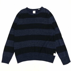 SCOTCH&SODA スコッチ&ソーダ 麻 リネン コットン サマーニット セーター L 濃紺×黒 ネイビー ブラック 国内正規品 メンズ 紳士