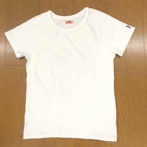 美品 HR MARKET ハリウッドランチマーケット ストレッチフライス クルーネック Tシャツ 1 ホワイト 日本製 カットソー ハリラン 聖林公司
