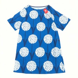 新品 Design Tshirts Store graniph グラニフ 定価2,980円+税 総柄 オープンネック ゆったり チュニック ワンピース F ネイビー系 ミディ丈