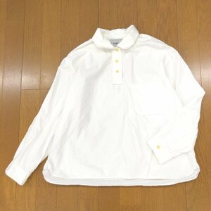 YAECA Yaeca cotton 100% half button easy pull over shirt M white white made in Japan blouse cut and sewn long sleeve lady's 