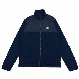 ●adidas アディダス ロゴプリント ジャージ ジャケット O 濃紺 ネイビー XL 2L 特大 大きいサイズ ブルゾン トラックジャケット メンズ