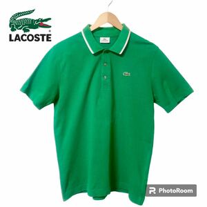 90s LACOSTE スポーツ半袖ポロシャツ/ティップライン/刺繍ロゴ/鹿子半袖カットソー/トレンドカラー良品