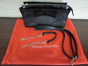 Happy Candle ハッピーキャンドル 2way ハンドバッグ リボンモチーフ/中古美品