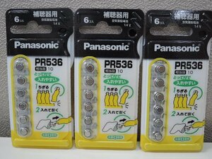 Panasonic パナソニック 補聴器用 空気亜鉛乾電池 1.4V PR536 相当品10 水銀0使用 6個入×3パックセット PR-536/6P/未開封品