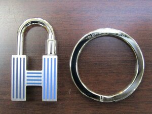 HERMES Hermes katena тест Rainbow кольцо для ключей / голубой * серебряный металлические принадлежности / прекрасный товар 