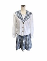 [岡山就実中学校]女子制服 サイズ不明 W75 長袖セーラー服 スカート 中古品_画像1