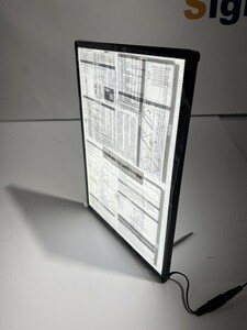 LEDポスターパネル A4 薄型 ブラック 光るポスターフレーム 電飾看板 ライティングボード 発光 アルミ led-pu-a4-bk　AA93