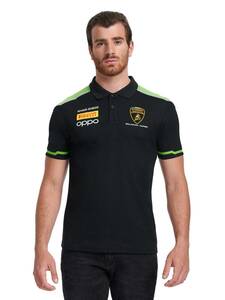 *Lamborghini Squadra Corse Polo Shirt (S) Lamborghini официальный рубашка-поло короткий рукав черный 